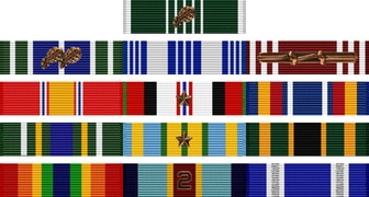 Ribbon display showing Jordan's US military awards