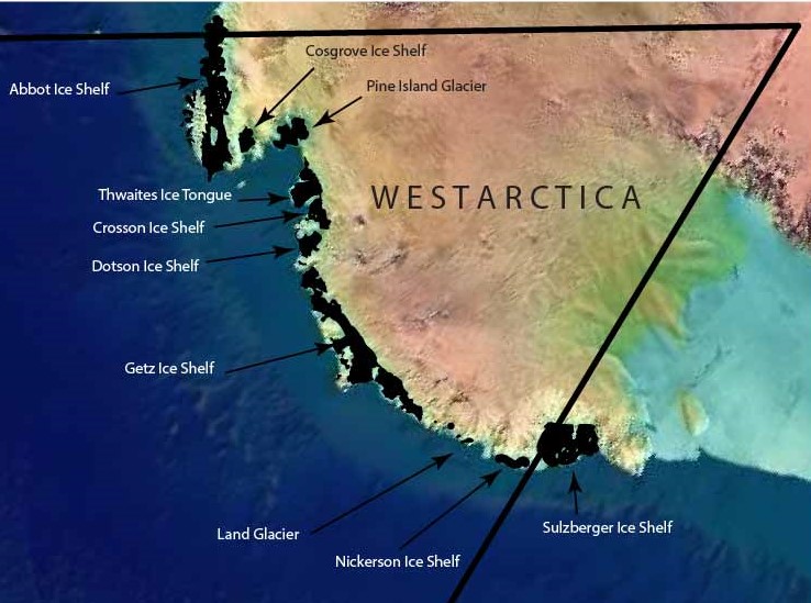 Major ice features of Westarctica